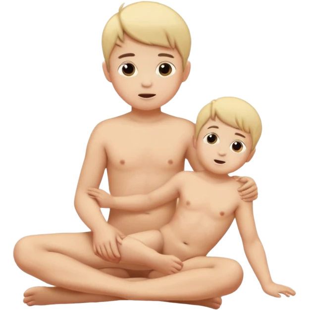 Nude children sitting on a naked little boy emoji