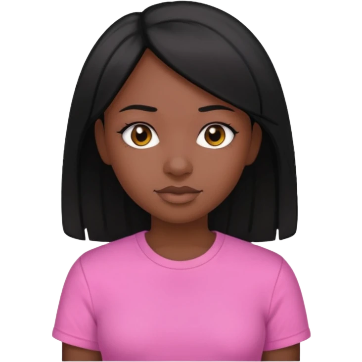 black girl with straight black hair and pink shirt emoji