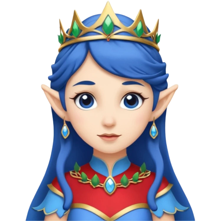 elf woman wearing tiara and blue cloathing dark hair emoji