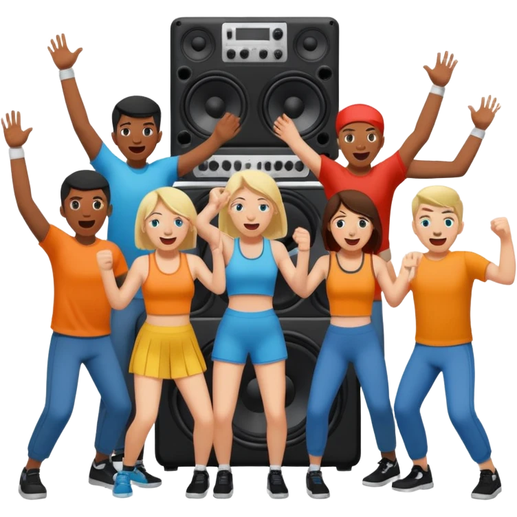 people moshing against a big soundsystem emoji