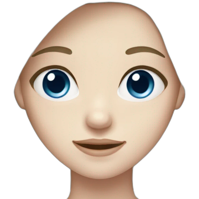 A girl with Pale skin, high forehead, blue eyes emoji