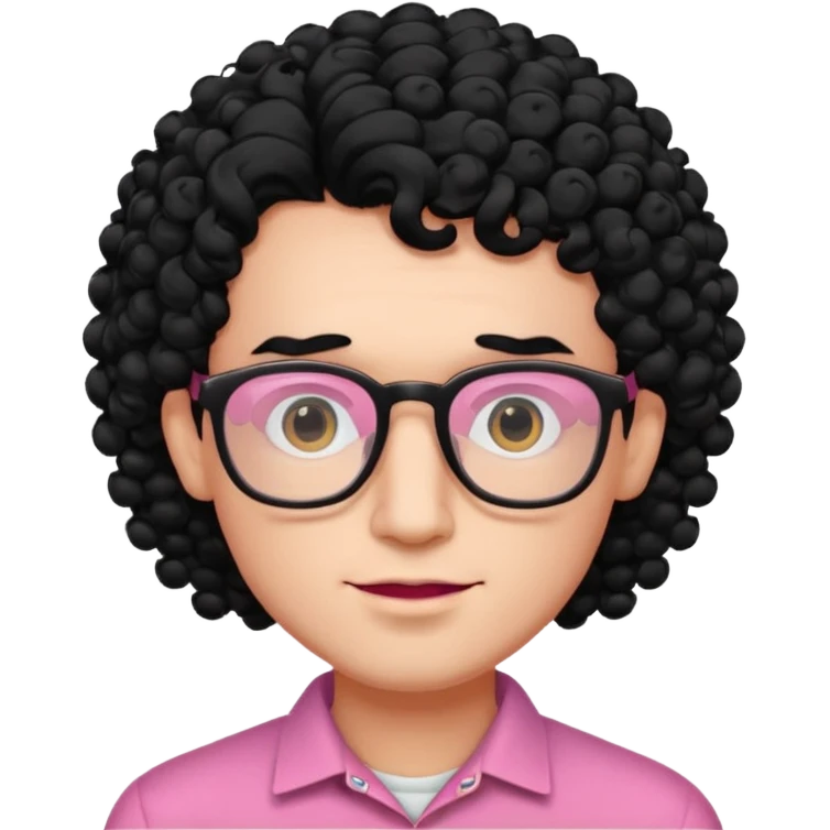 pink curly guy with rectangle glassess emoji