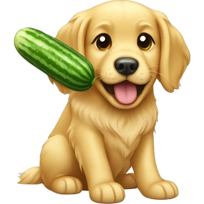 Golden retriever eating a cucumber  emoji