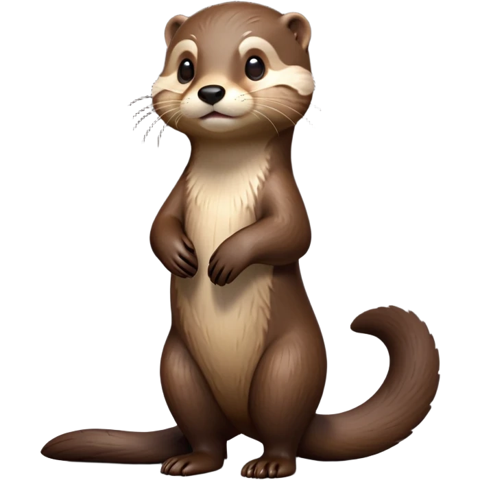 cinematic-noble [otter]-realistic-full-body-standing-emoji,-tail-tucked-close,-head-tilted-dramatically,-sleek-[brown]-fur,-simplified-yet-realistic-focused-features,-highly-detailed,-glowing-with-an-almost-sarcastic-glow  emoji