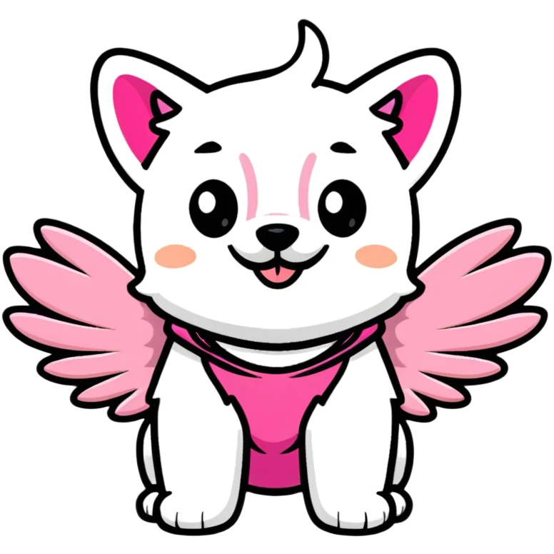 cute dog wearing Victoria's Secret angel wings and pink outfit emoji