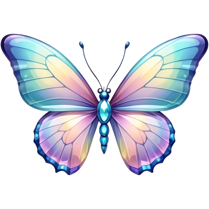 Sparkly glossy Pastel iridescent glass crystal butterfly emoji