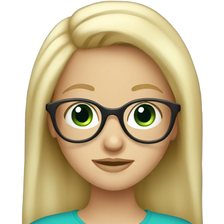 Blonde girl with glasses and blue/green eyes  emoji