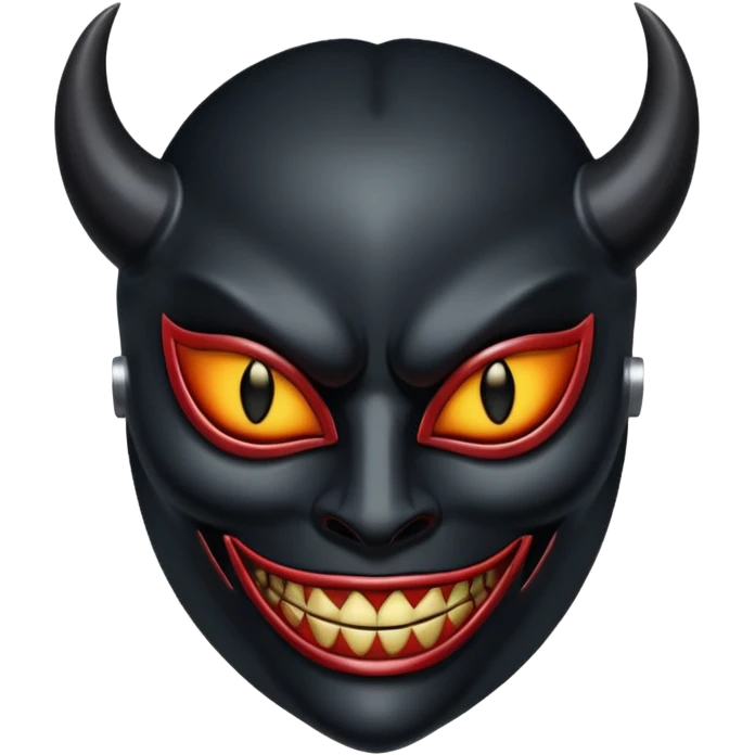 Demonic mask with subtle erotic curves, polished obsidian, lust and fear emoji