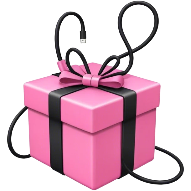 Pink Gift with black cable binders  emoji
