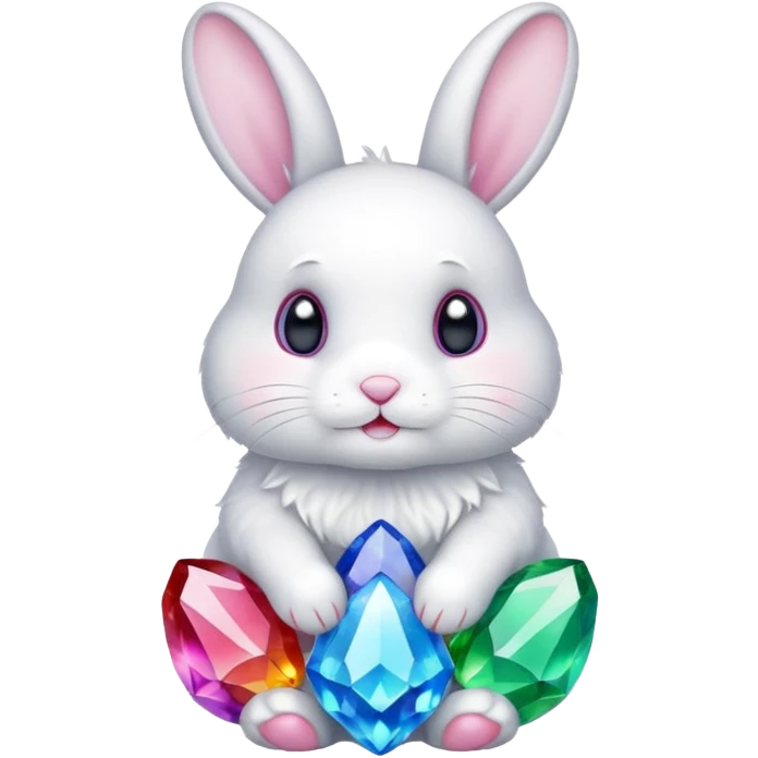 White Bunny with colours cristal emoji