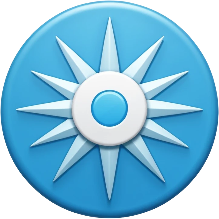A high-resolution 2D icon of an Instagram-style verified badge. A vibrant light blue rounded-point starburst shape (rosette) with a clean, thick white checkmark in the center. Soft matte plastic texture. emoji