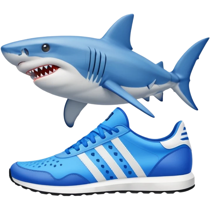 Morski pes z modrimi Adidas čevlji emoji