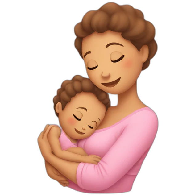 Baby cuddling mother emoji