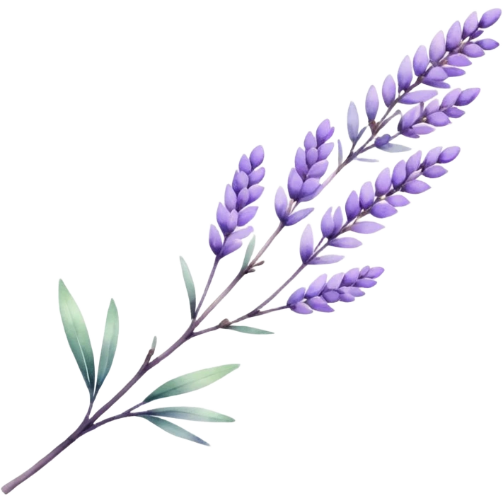 The art style is clean line art with delicate watercolor textures, pastel colors, and a dominant palette of lavender, soft lilac, and muted purple. Let the branch be more elongated and one emoji
