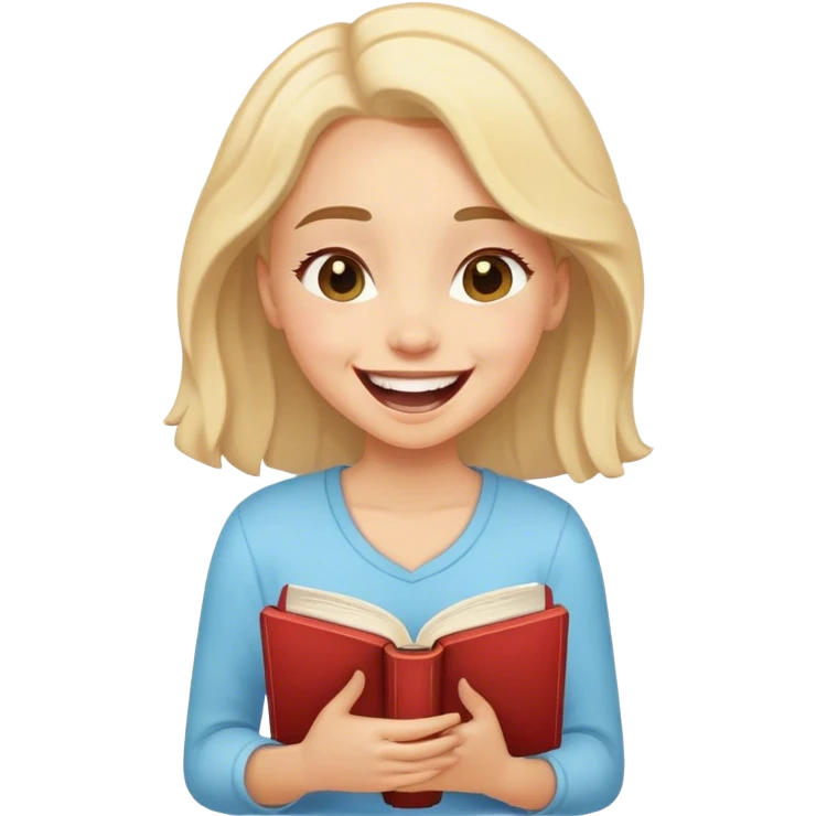 The girl who has a book in her hand and is laughing emoji