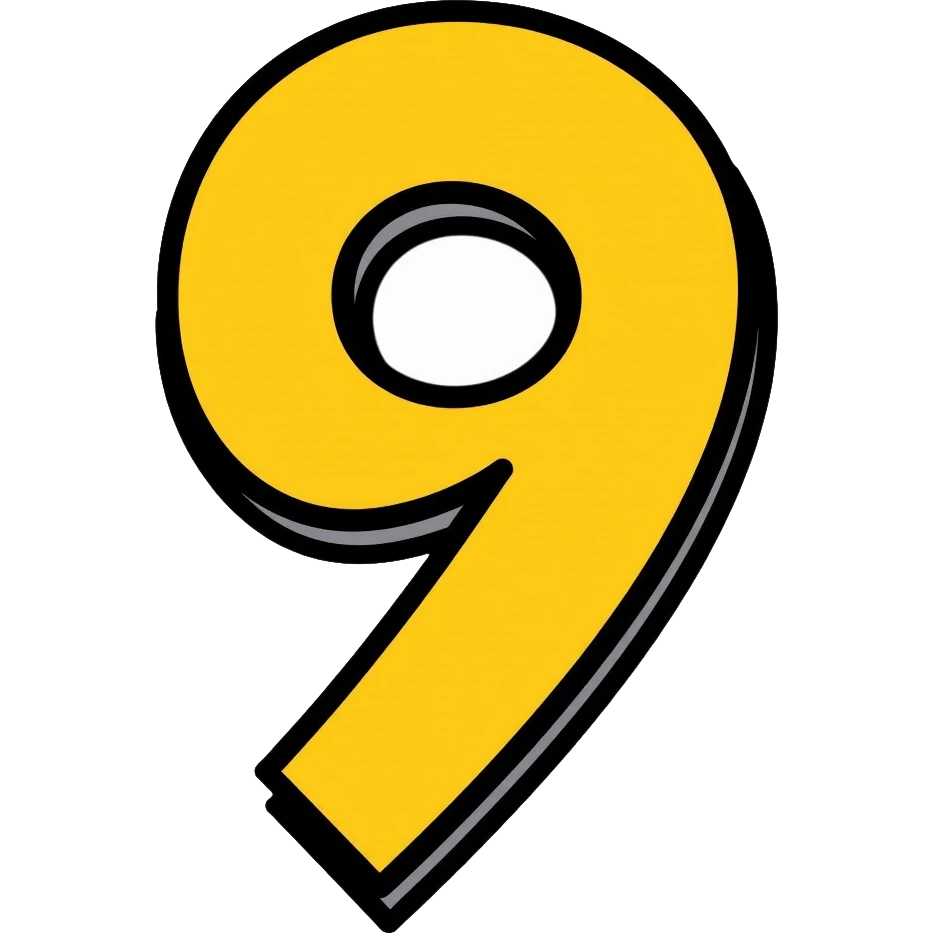 Number 9 on a yellow volumetric background emoji