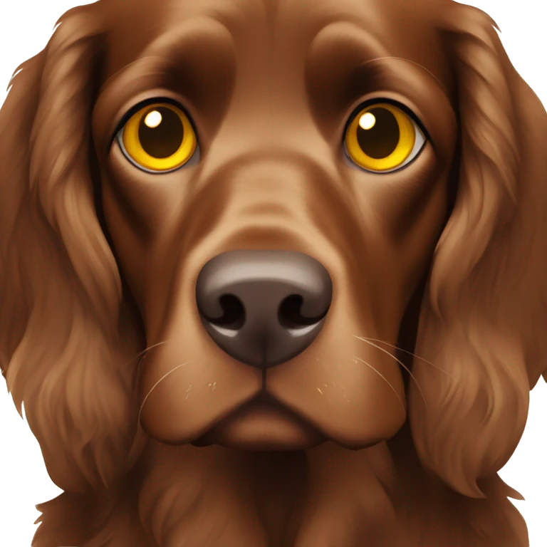 Brown german spaniel with yellow eyes emoji