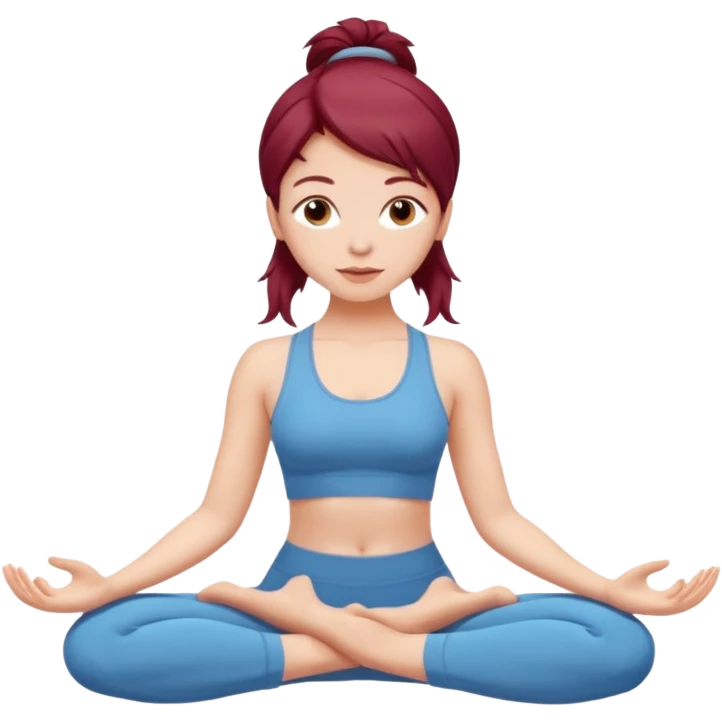 Beautiful burgundy long haired girl doing yoga emoji