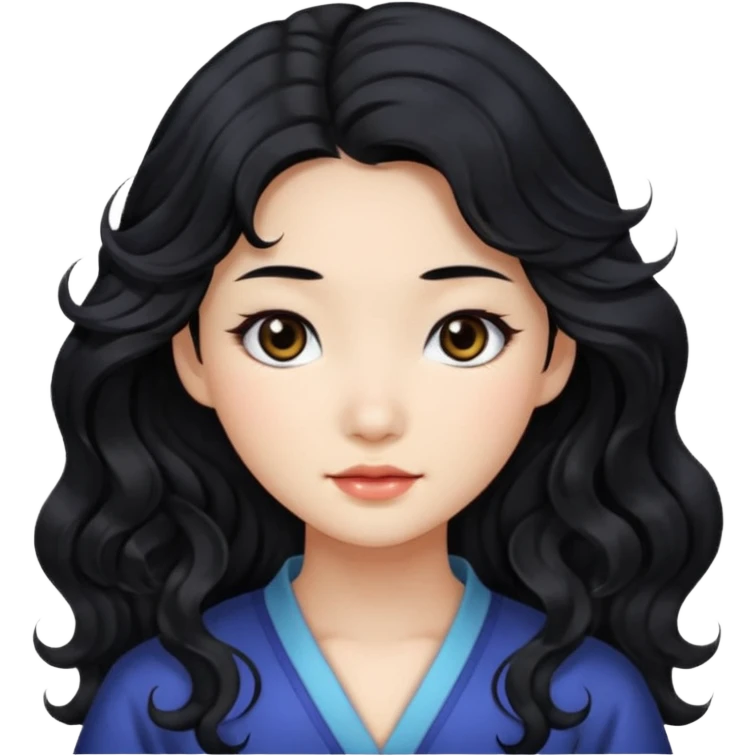Beautiful girl,Black hair,wavy hair，long hair,Black eyes,Chinese emoji