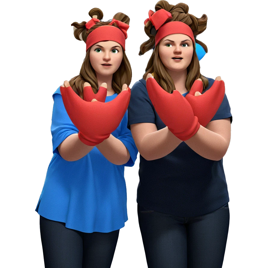 brown haired person in blue emoji