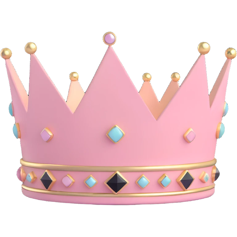 minimalist geometric crown in pastel pink with chrome accents emoji
