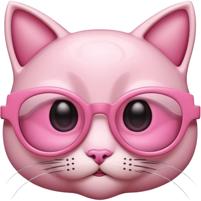 A 3D cartoon rose-pink eye spectacle, glossy curved frame, soft reflections, isolated on plain background, Memoji-style. Negative : Cat. emoji