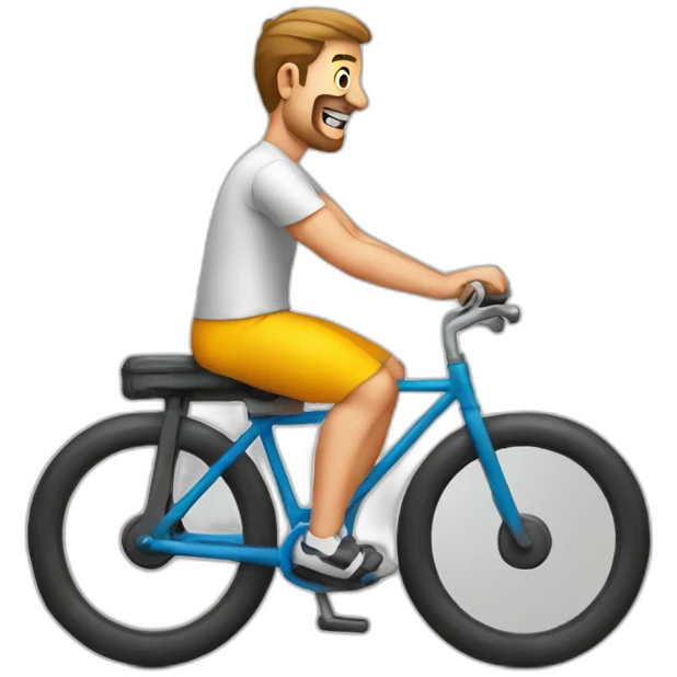 a man on a toilet pedaling bike pedals in front of him emoji
