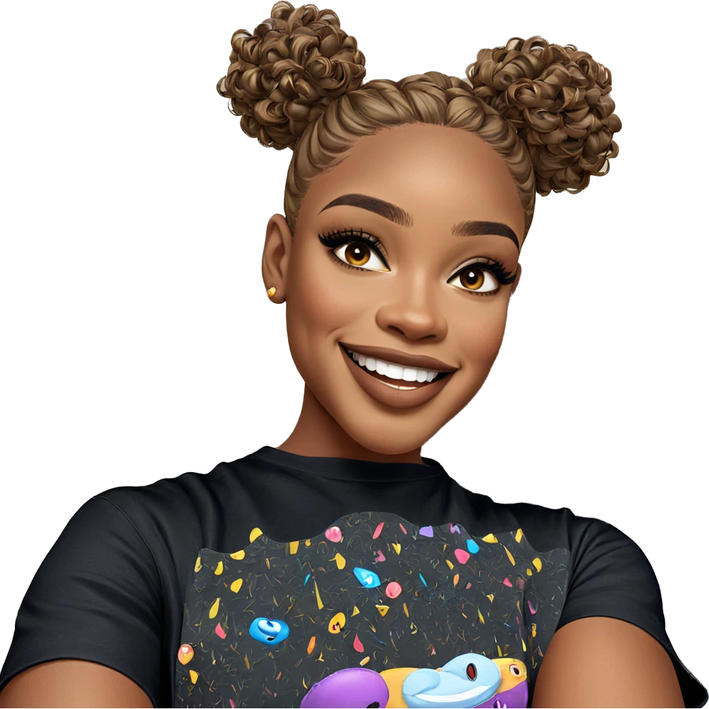 smiling girl with dark skin emoji