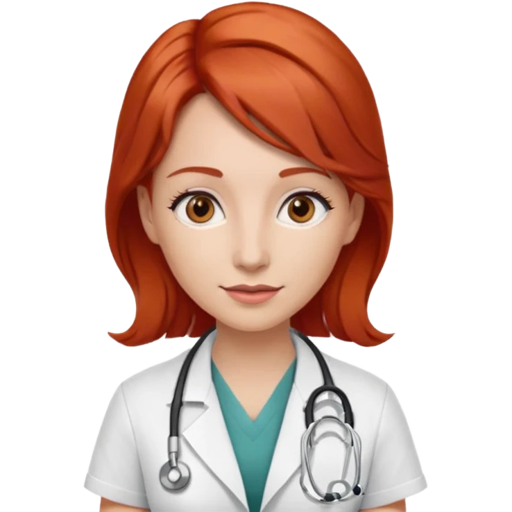woman, red hair, brown eyes, cardiologist, classic emoji