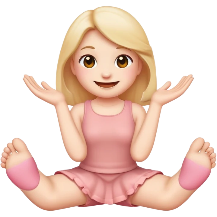 Blush smiling emoji with hands crossed under its chin and feet swinging in the back emoji