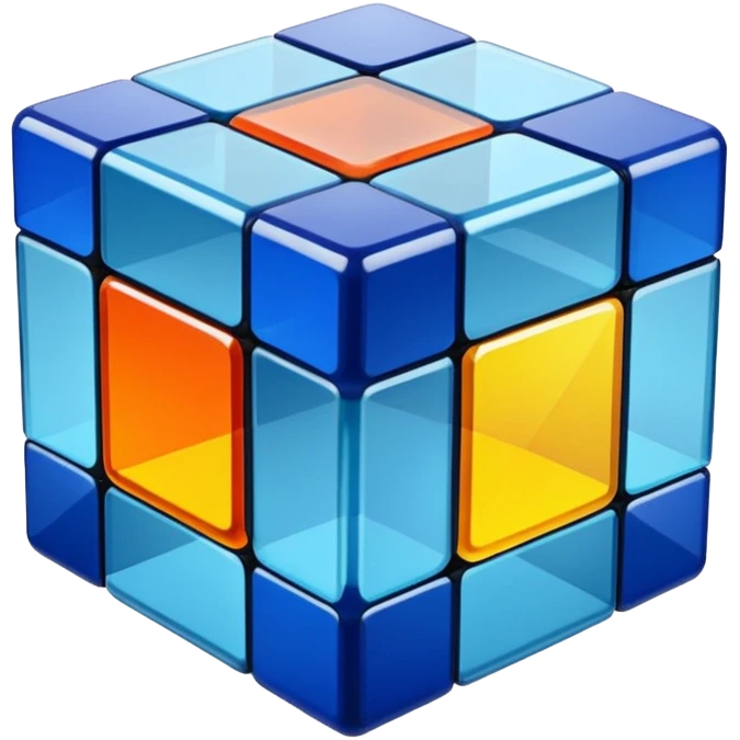 Transparent glass Rubix cube emoji