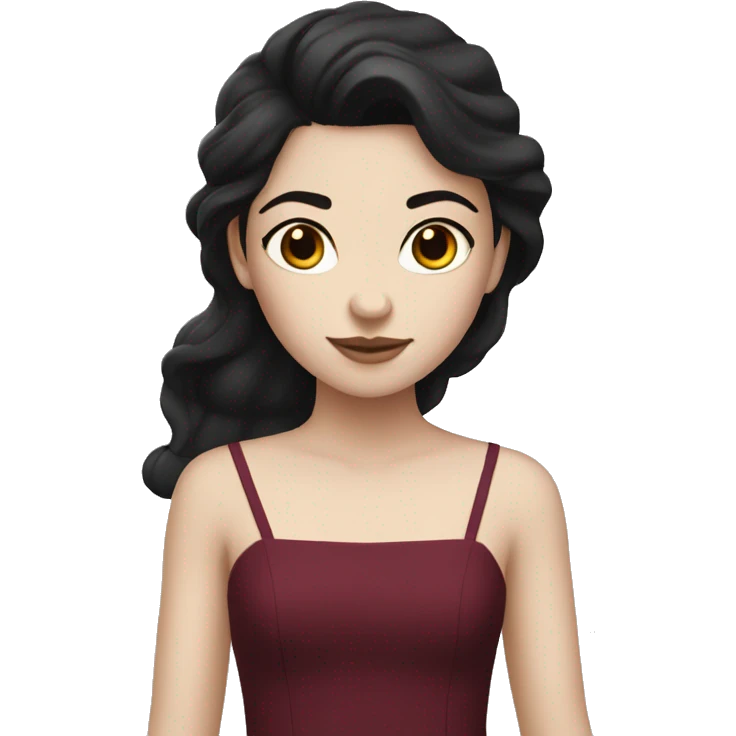 Black haired girl with pale skin and Bordeaux dress  emoji