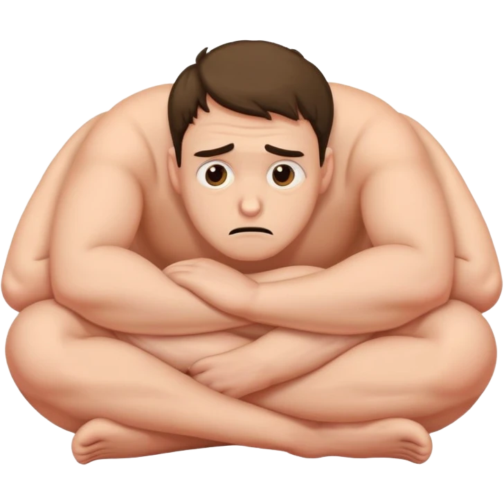 Scared man sitting curled up on himself emoji