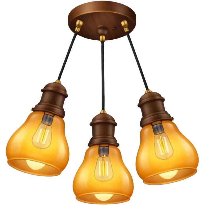 ceiling lamp 3 bulbs wooden emoji