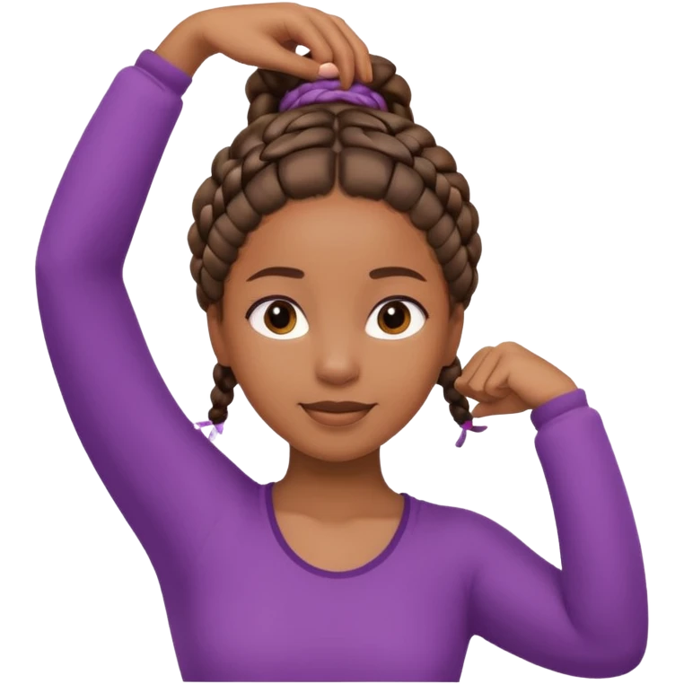 Black girl with braided hair doing a stretch, minimal and cheerful emoji