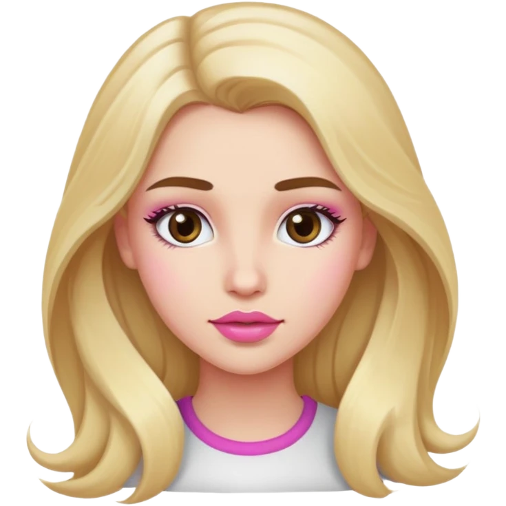 A blonde girl with long hair, brown eyebrows and eyes, and pink lips. emoji