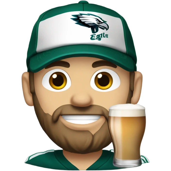 Caucasian Philadelphia eagles fan sipping a Guinness emoji