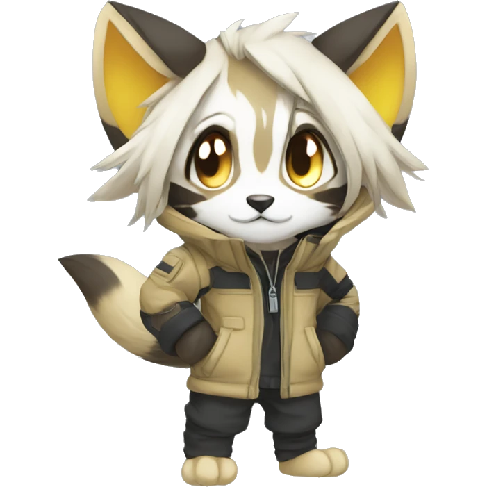 Kemono-style, Chibi, Anthro-Fur-Sona-Fakémon, techwear, Full Body emoji