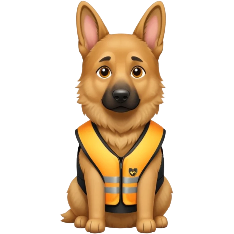 German Shepard with emotional support vest on emoji