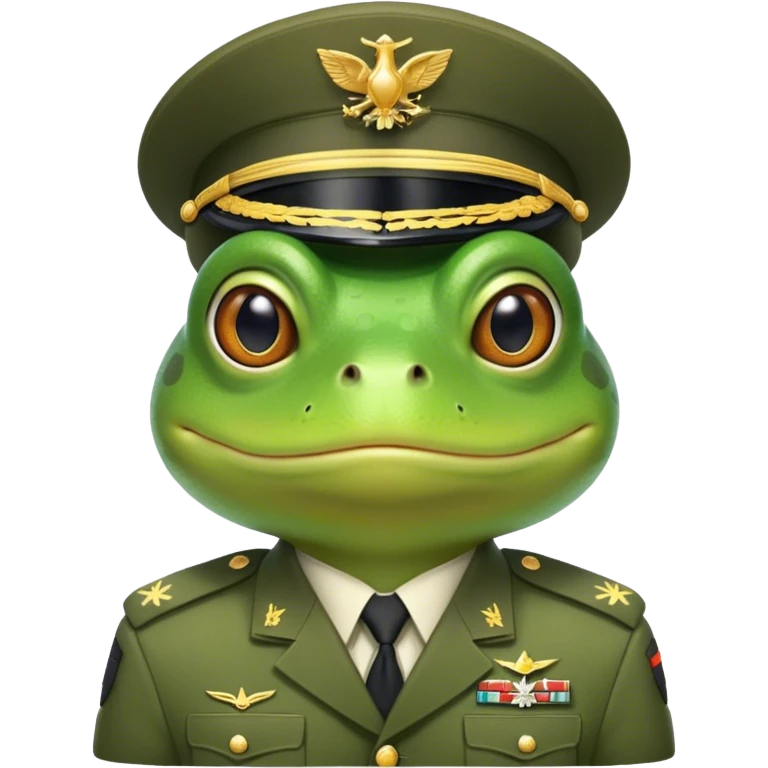 Frog in a military uniform emoji