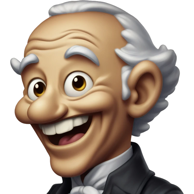 Laughing intricate Oppenheimer in Uncle Scrooge style, oil paint, mysterious eyes, intricate lips, masterpiece pose, odd perspective, beautiful, desirable, logical emoji