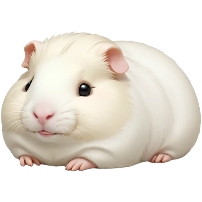 Meme-Worthy Cute Sleeping White Guinea Pig Portrait Emoji, Head resting peacefully with a contented smile, showcasing a delightfully chubby build and a luxuriously soft pure white coat, eyes shut in a serene, cozy nap, Simplified yet hilariously adorable features, highly detailed, glowing with a soft, drowsy light, high shine, relaxed and utterly lovable, stylized with an air of playful laziness, bright and heartwarming, soft glowing outline, capturing the essence of a comically sleepy guinea pig, so meme-worthy it feels like it could instantly become the next viral sensation of adorable slumber! emoji