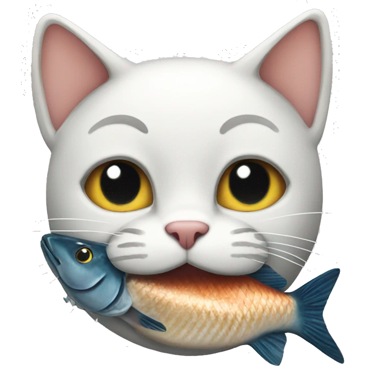 Cat eating a fish. emoji