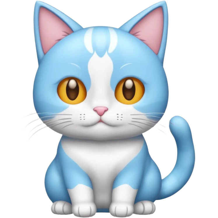 Gato celeste con blanco y sin amarillo animado emoji