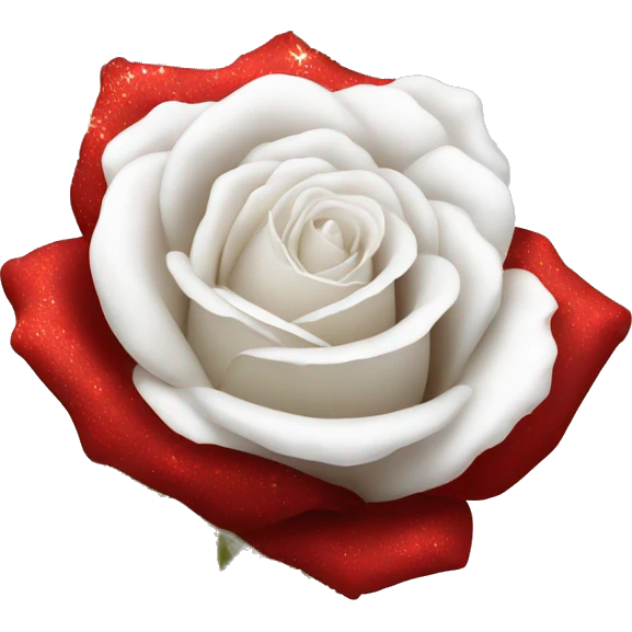 White and red rose with glitter emoji