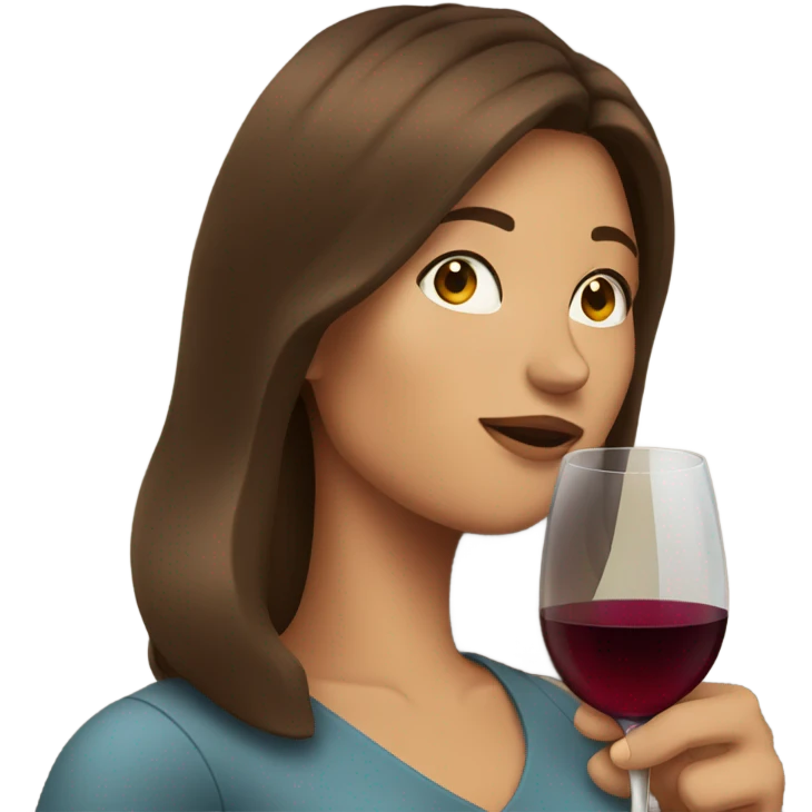 Lady with brown hair drinking wine  emoji