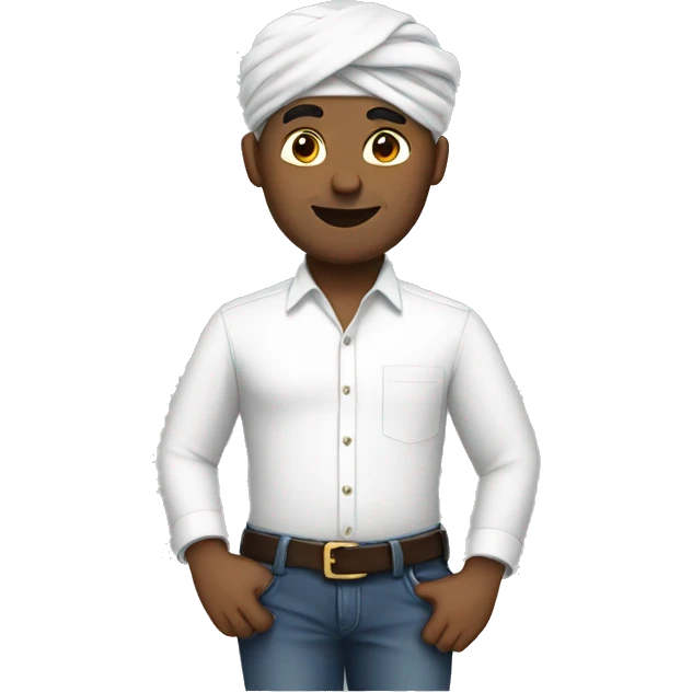 man in white shirt with turban emoji
