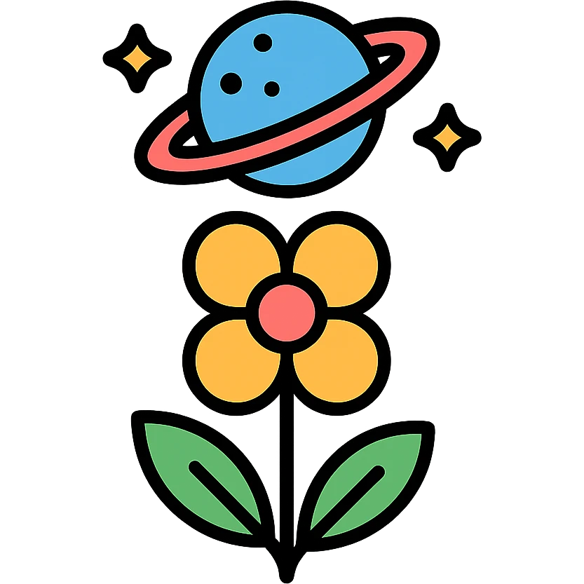 space flowers color outline icon style emoji