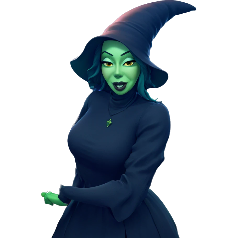 green skinned witch in dress emoji