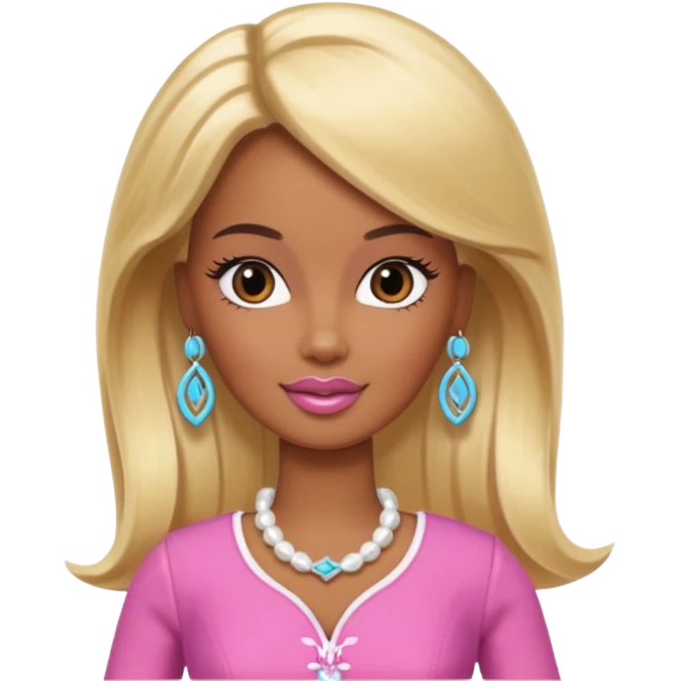 Brown skin blonde hair Barbie with Lilly in hair  emoji